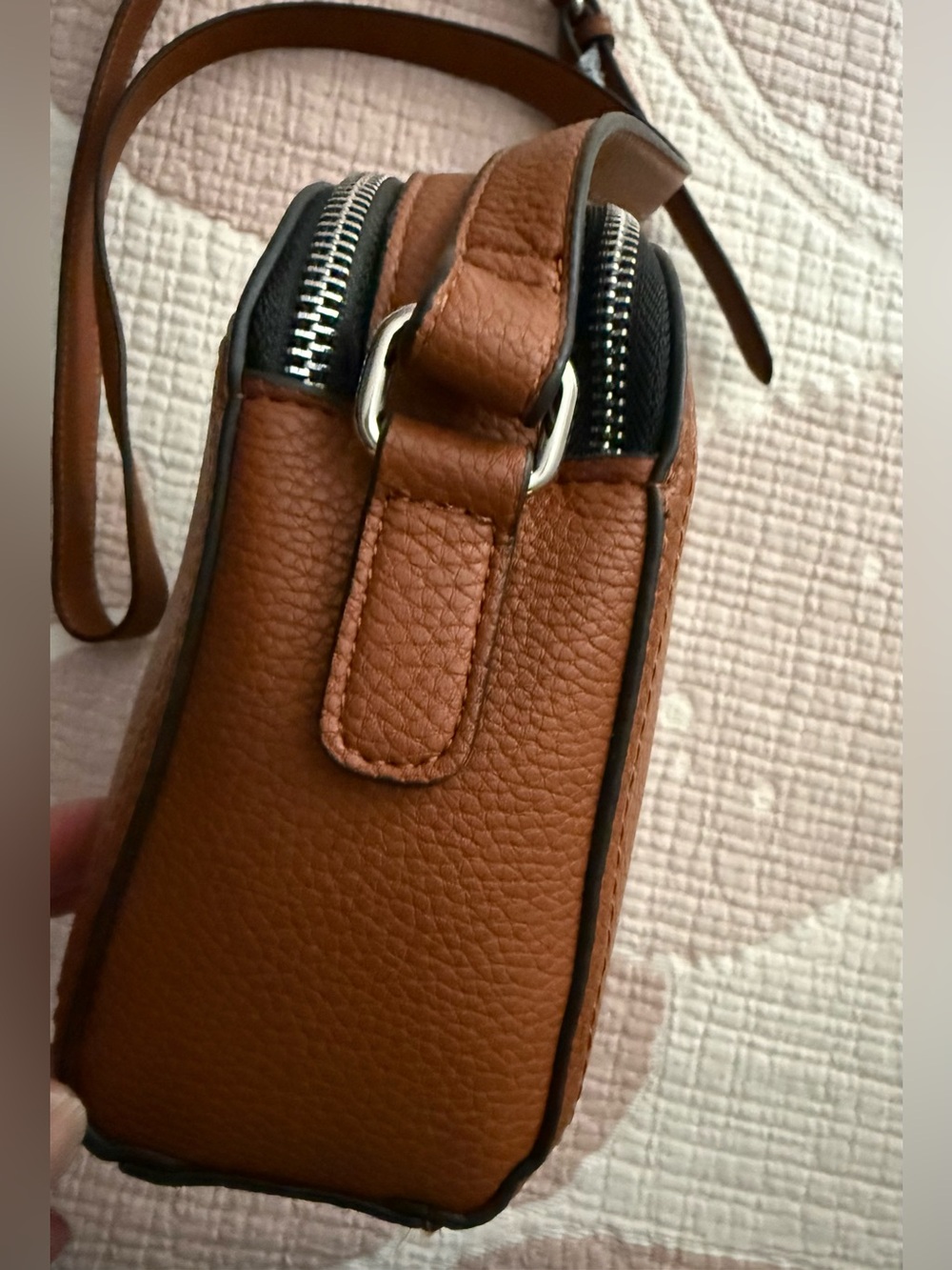 NWT RUSTY-BROWN DOUBLE-ZIPPERED CROSS-BODY PURSE - Picture 3 of 14